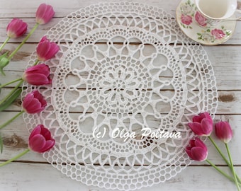 Crochet Doily Pattern, Valentina Doily, Crochet Lace Round Doily 17 Inches Across, Easy Written Crochet Pattern, Instant PDF Download