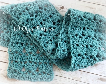 Crochet Pattern, Crochet Chunky Lacy Scarf, Easy Crochet Pattern for Bulky Scarf, Instant PDF Download