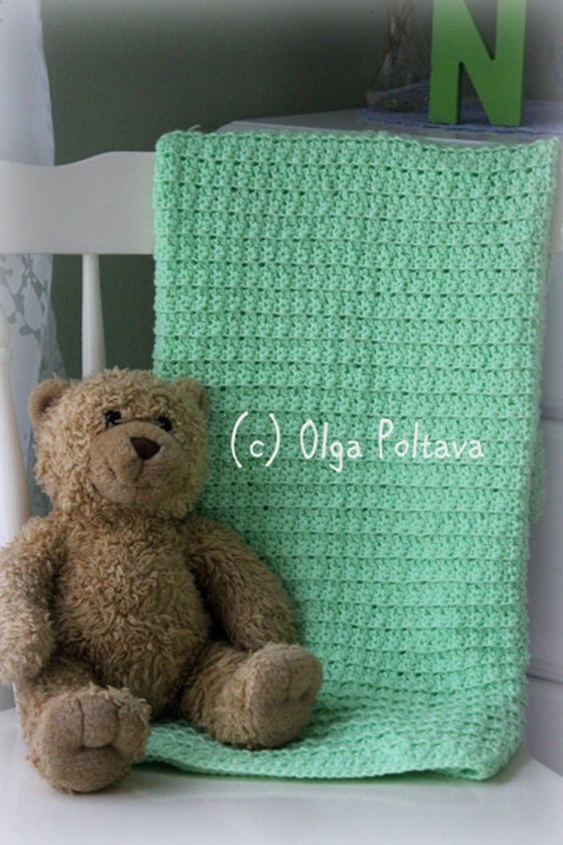 Crochet Green Baby Blanket Pattern, Easy to Make, For Baby Girls and Baby Boys, Instant PDF Download image 4