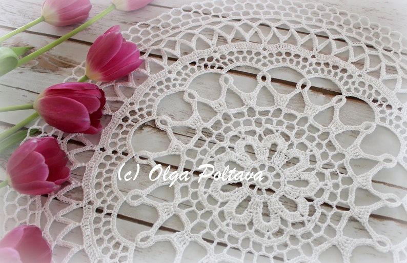 Crochet Doily Pattern, Valentina Doily, Crochet Lace Round Doily 17 Inches Across, Easy Written Crochet Pattern, Instant PDF Download image 3