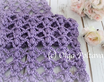 Crochet Pattern, Lace and Puffs Crochet Scarf, Easy Crochet Pattern, Instant PDF Download