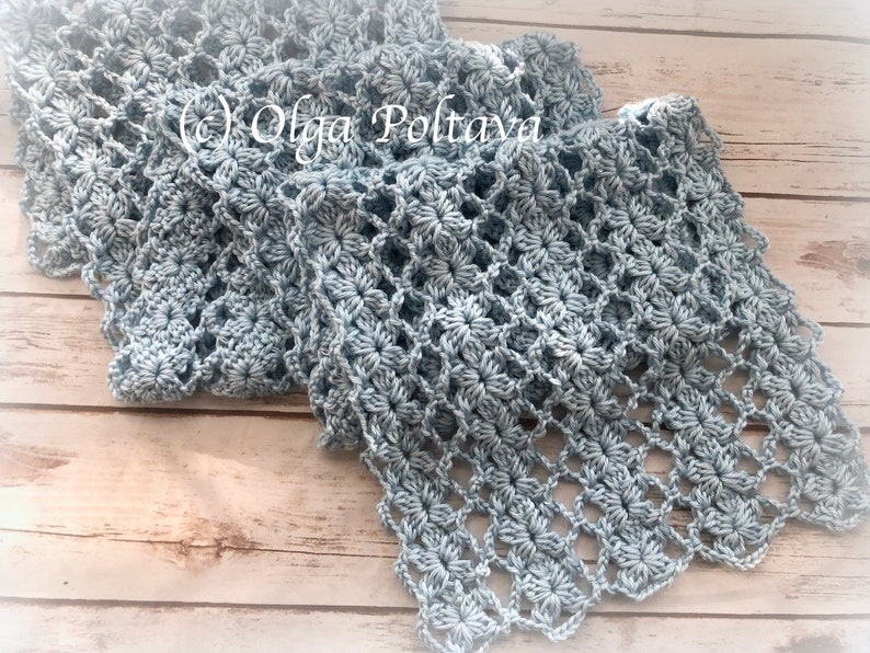 Crochet Pattern, Lacy Scarf with Flowers Design, Mile a Minute Lace Scarf Crochet Pattern by Olga Poltava, Instant PDF Download image 3