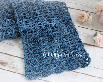 Crochet Pattern, Bulky Lacy Scarf, Very Easy, Beginner, Crochet Pattern by Olga Poltava, Instant PDF Download