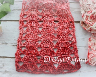 Crochet Pattern, Lacy Summer Scarf Treble Crochet, Easy Crochet Pattern, Instant PDF Download