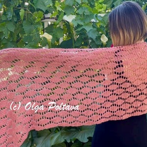 Crochet Pattern and Video, Lacy Rectangular Shawl, Easy Crochet Pattern, Instant PDF Download