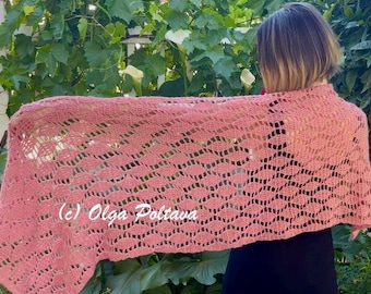 Crochet Pattern and Video, Lacy Rectangular Shawl, Easy Crochet Pattern, Instant PDF Download