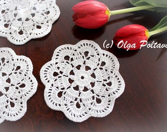 Doily Coaster Crochet Pattern, Small Doily, Lace Coaster, Easy Crochet Pattern, Instant PDF Download