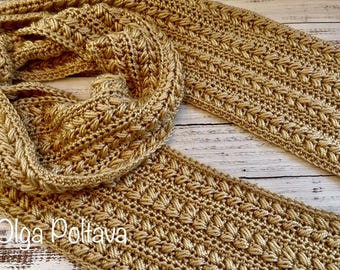 Crochet Pattern, Wheat Stitch Crochet Scarf Written Pattern and Video Tutorial, Instant PDF Download