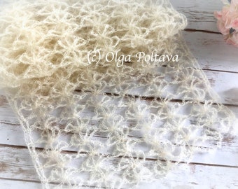 Crochet Pattern, Lacy Treble Shells Mohair and Silk Scarf, Easy Crochet Scarf, Crochet Pattern by Olga Poltava, Instant PDF Download