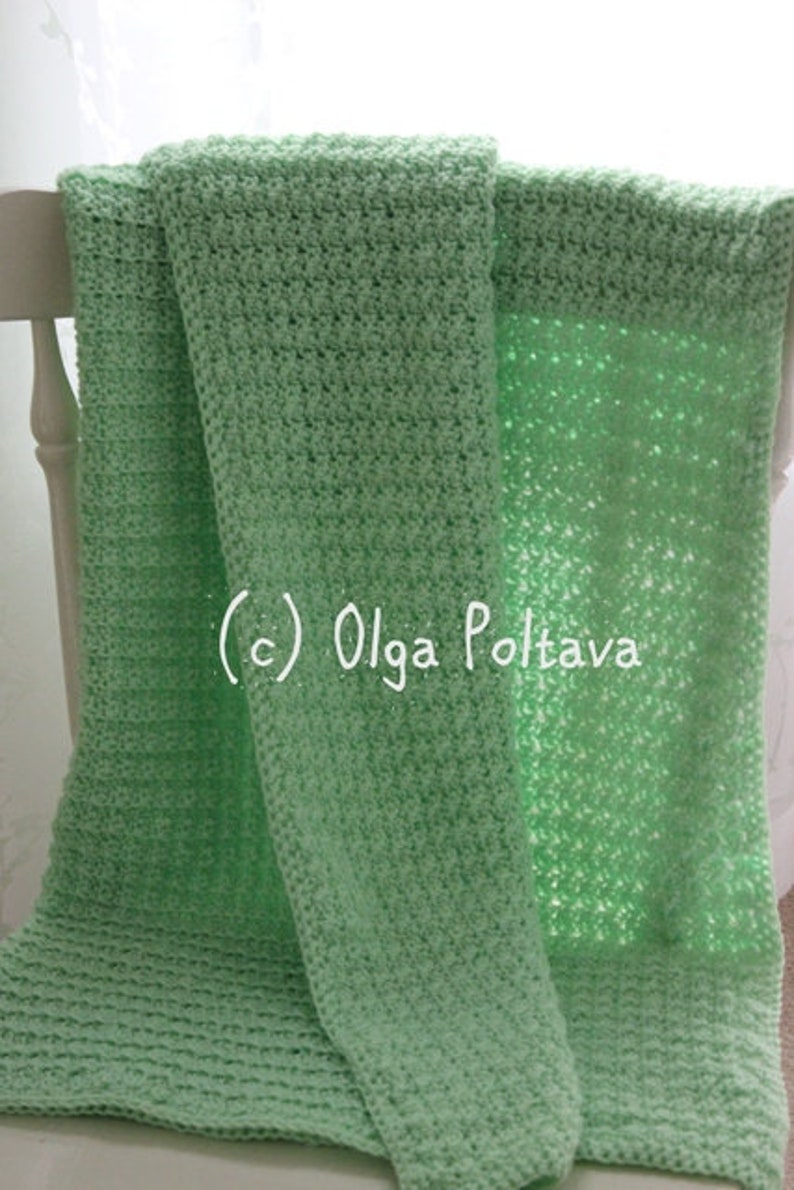 Crochet Green Baby Blanket Pattern, Easy to Make, For Baby Girls and Baby Boys, Instant PDF Download image 3