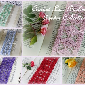 Crochet Lace Bookmark, Garden Collection Bookmarks, Six Crochet Patterns, Instant PDF Dowload