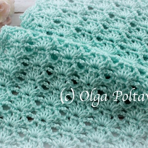 Crochet Pattern, Easy Lace Shells Crochet Scarf Pattern by Olga Poltava, Instant PDF Download image 1