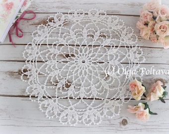 Crochet Doily Pattern, Katrina Doily by Olga Poltava, Crochet Lace Round Doily 15 Inches Across, Written Pattern, Instant PDF Download