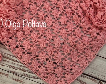 Crochet Pattern, Lacy Flowers Triangle Stitch for a shawl, Written Crochet Pattern and Video Tutorial, Instant PDF Download