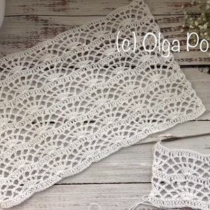 Crochet Pattern, Lacy Fans Crochet Stitch for Tablecloth, Table Runner, Shawl, Scarf, Blouse, Cardigan, Etc. Written Pattern PDF Download
