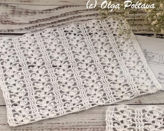 Padrão de crochê, ponto rendado de crochê, conchas com picôs, padrão de crochê fácil, instruções escritas e tabela de símbolos, download instantâneo em PDF