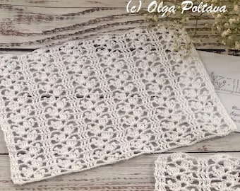 Crochet Pattern, Crochet Lace Stitch, Shells with Picots, Easy Crochet Pattern, Written Instructions and Symbol Chart, Instant PDF Download