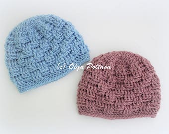 Preemie Baby Hat Crochet Pattern, Premature Baby Beanie, Easy Crochet Pattern, Basketweave Crochet Baby Hat, Instant PDF Download