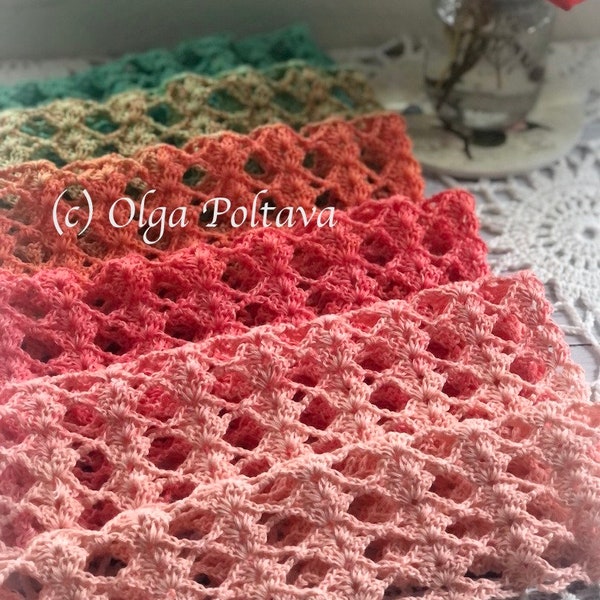Crochet Pattern, Easy Lacy Scarf Crochet Pattern, Shells and Chain Spaces Lace Scarf, Easy Crochet Pattern, Instant PDF Download