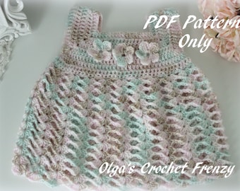 Crochet Baby Dress Size 0-3 Months, Easy Level, PDF Pattern, Instant Download