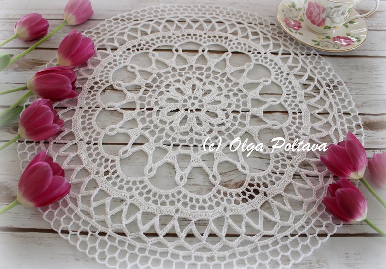 Crochet Doily Pattern, Valentina Doily, Crochet Lace Round Doily 17 Inches Across, Easy Written Crochet Pattern, Instant PDF Download image 2