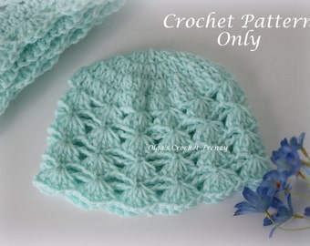 Shells and Chains Baby Hat, Crochet Pattern, Easy to Make, Instant Download