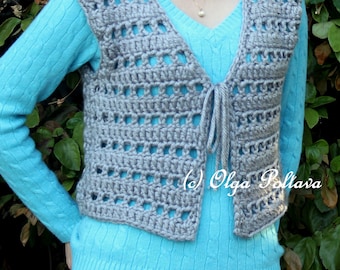 Women's Chunky Vest Crochet Pattern, Size Small, Easy Crochet Pattern and Tutorial, PDF Download