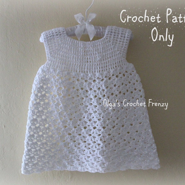 Summer Dress Crochet Pattern, Size 3-6 Months, Baby Lace Dress, Instant Download