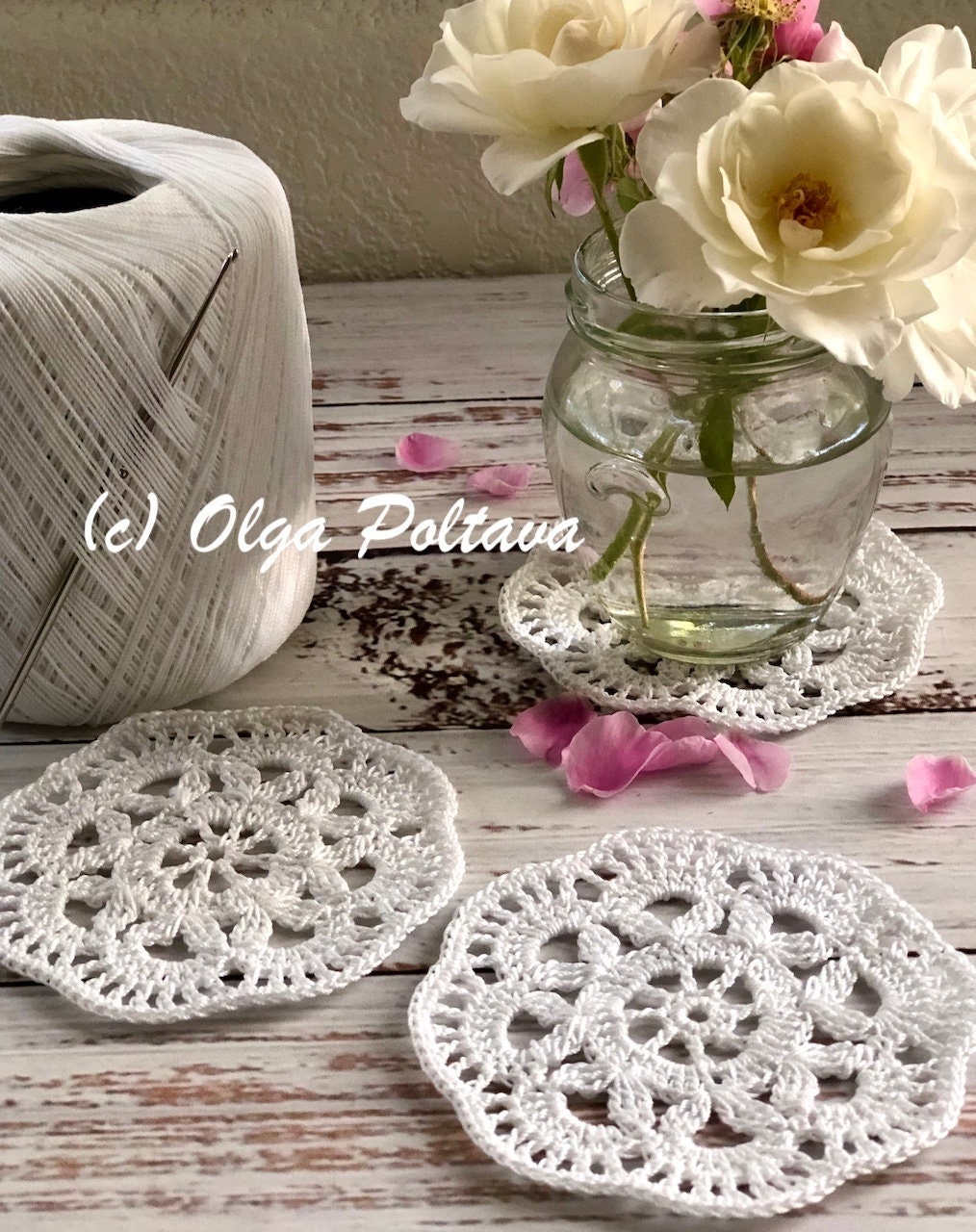 21 Crochet Filet Charts with Blankets, Doilies, and Appliqués 17 Lacy Crochet Coaster Pattern