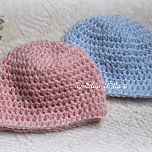 Preemie Baby Cap, Premature Baby Hat Crochet Pattern, Easy Skill Level, Instant PDF Download