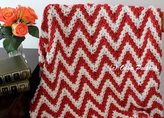 Candy Cane Ripple Lapghan Crochet Pattern Easy Crochet Afghan Etsy