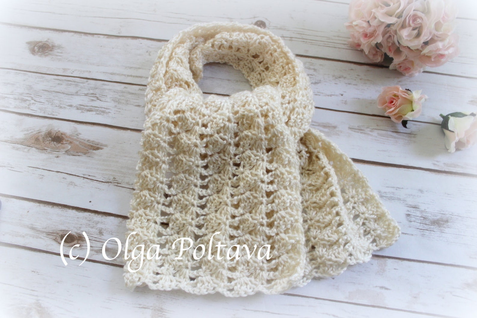 Crochet Pattern, Crochet Lacy Rows Scarf, Lacy Scarf Crochet Pattern ...