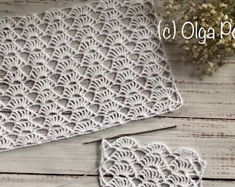 Crochet Pattern, Lacy Trebles Crochet Stitch for Tablecloth, Table Runner, Shawl, Scarf, Blouse. Written Pattern and CHART, PDF Download