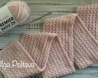 Crochet Pattern, One Skein Crochet Scarf, Easy Two Row Repeat Pattern, Instant PDF Download