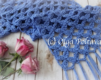 Crochet Pattern, Lace Scarf with Clusters Design, Crochet Scarf for Women and Girls, Easy Crochet Pattern,