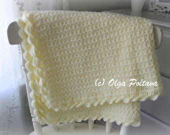 Baby Blanket Crochet Pattern, Crochet Star Stitch Baby Afghan with Scalloped Trim, Crochet Pattern and Tutorial, Instant PDF Download