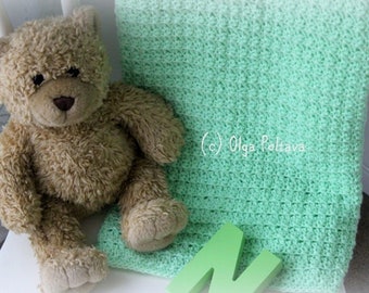 Crochet Green Baby Blanket Pattern, Easy to Make, For Baby Girls and Baby Boys, Instant PDF Download