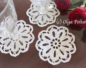 Flower Coaster Crochet Pattern, Miniature Doily, Lace Coaster, Easy Crochet Pattern, Instant PDF Download