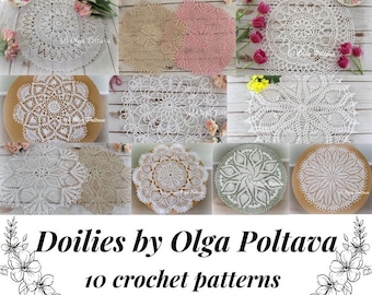 Crochet Doily Patterns, 10 Lacy Doily Patterns by Olga Poltava, Instant PDF Download