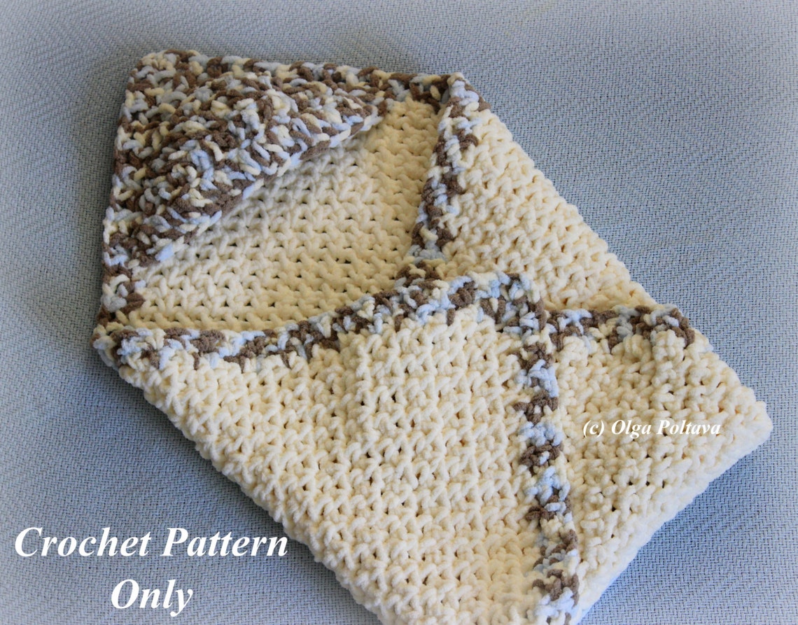 Hooded Baby Blanket Crochet Pattern Easy to Make Bernat Baby Etsy