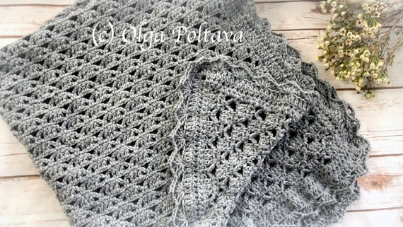 Crochet Pattern Lacy Baby Blanket Lace Baby Afghan Gray Baby Blanket Made With Pound of Love Yarn Instant PDF Download Etsy Canada