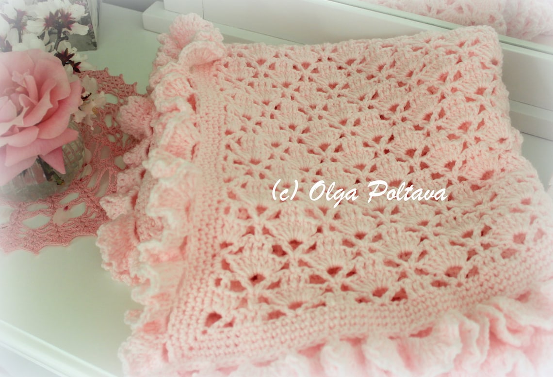 Lace Cupcakes Baby Blanket With Ruffled Trim Crochet Pattern Etsy