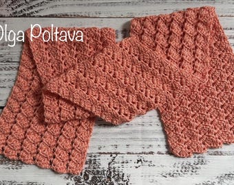 Crochet Pattern, Small Lacy Scarf worked from One Skein of Truboo Yarn, Crochet Pattern and Video Tutorial, Instant Download