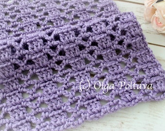 Crochet Pattern, Easy Crochet Lace Scarf, Crochet Pattern for a Scarf by Olga Poltava, Instant PDF Download