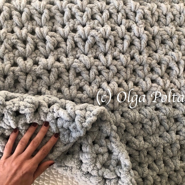 Patron au crochet, Couverture Bernat Extra V-Stitch Jumbo Blanket, Easy Crochet Pattern, Instant PDF Download