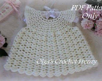 Pinafore Style Lace Baby Dress Crochet Pattern, Size 0-3 Months, Easy to Make, Instant Download