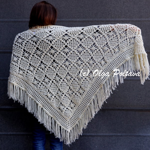 Spider Stitch Lace Shawl Crochet Pattern, Prayer Shawl Crochet Pattern, Instant PDF Download