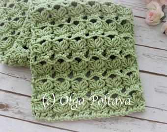 Crochet Pattern, Bulky Lacy Scarf with Clusters, Very Easy, Crochet Pattern by Olga Poltava, Instant PDF Download