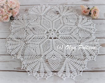 Pineapple Bouquet Doily Pattern, Crochet Doily Pattern with Pineapple Design, 17 Inches Doily, Crochet Pattern by Olga Poltava