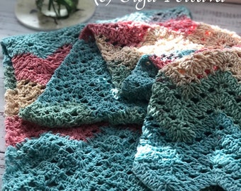 Crochet Pattern, Lacy Ripple Spring Scarf Pattern, Easy Crochet Pattern, Instant PDF Download